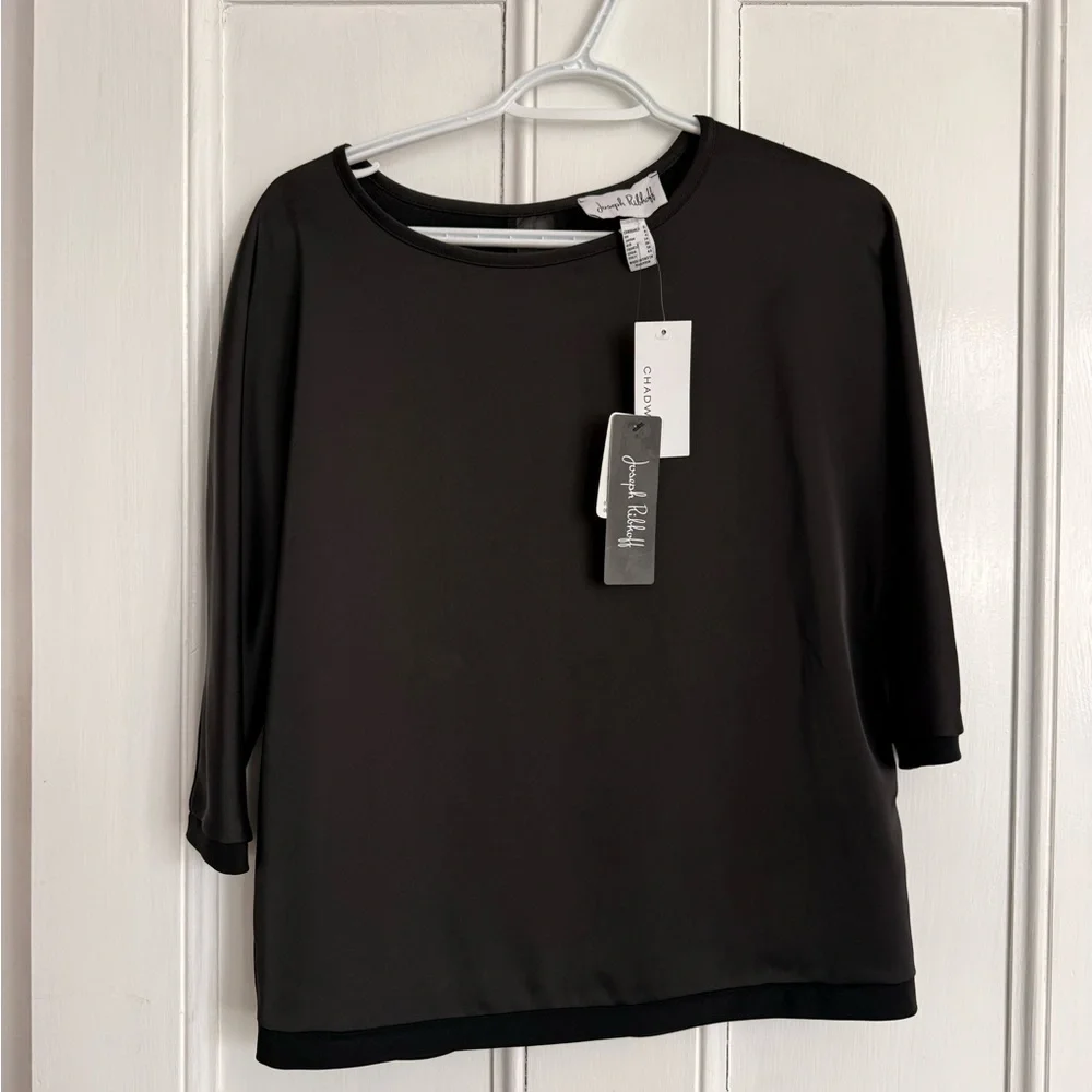 NWT - Joseph Ribkoff - Black Long-Sleeve Crewneck Top - size 6 - Picture 2 of 8
